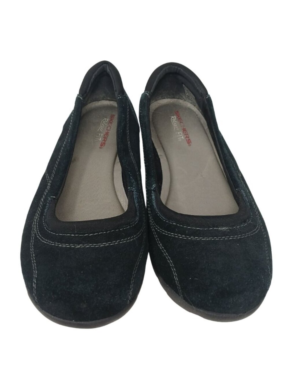 Skechers Relaxed Fit Black Suede Slip-On Womens Flats Size 9 Comfort Shoes #7-9 - Picture 11 of 13